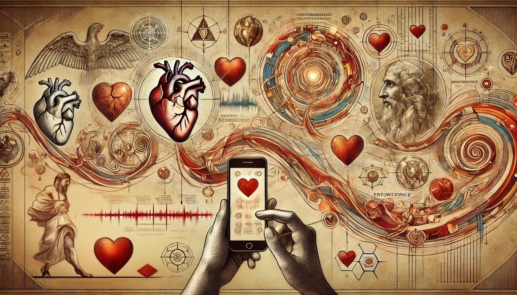 collage of heart timeline iconography